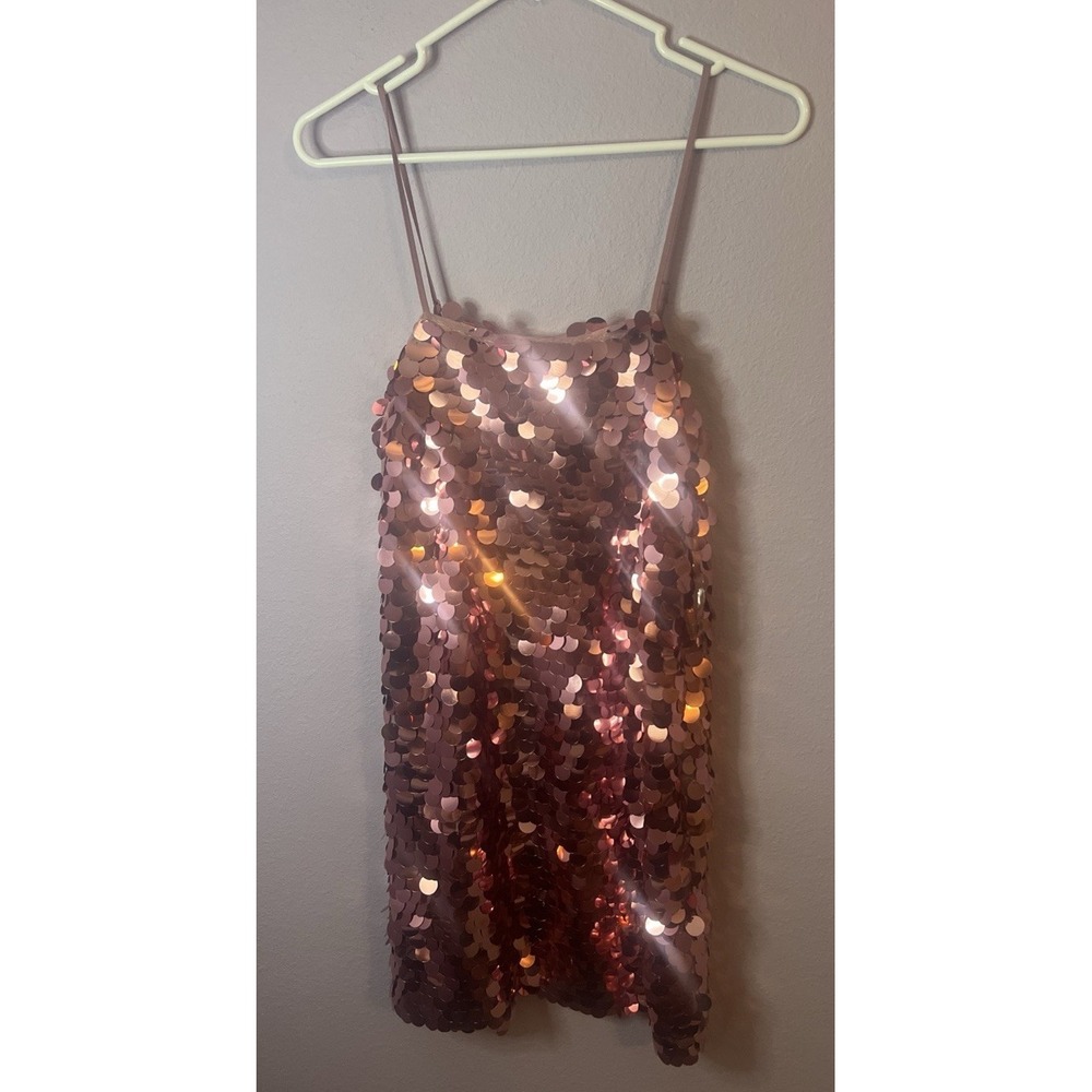 A New Day Pink Sequin Party Cocktail Adjustable Straps Dress Size XS